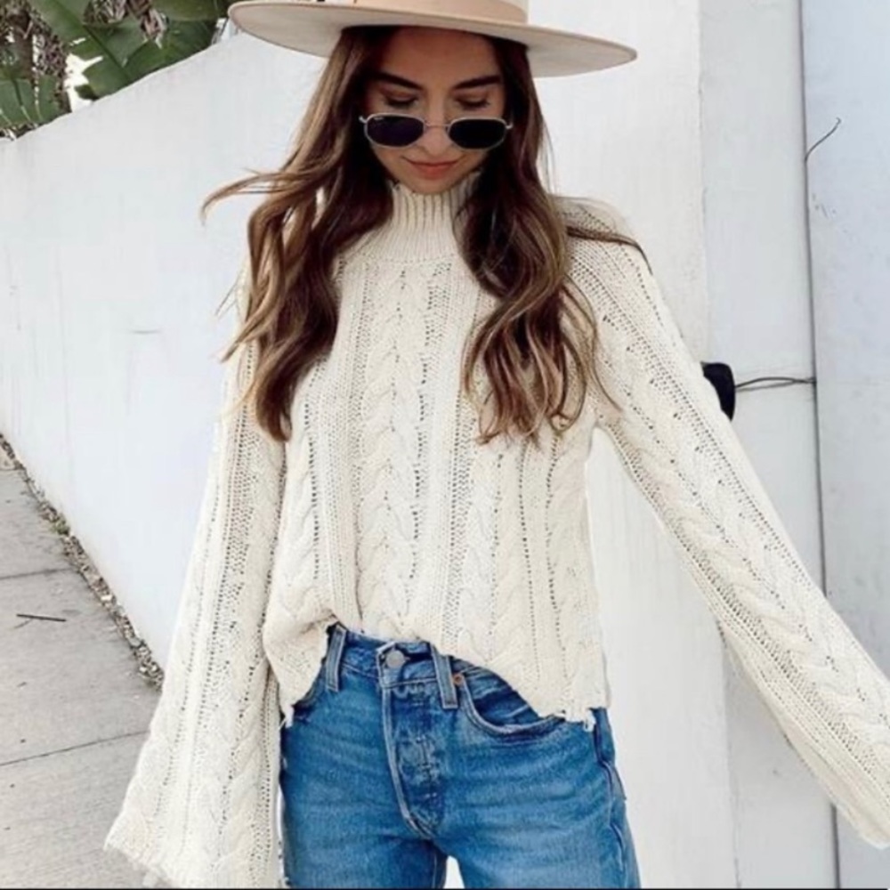 Fall Cable Knit Cozy Boho Sweater